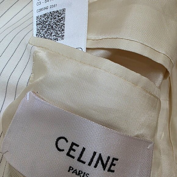 Celine Jude Blazer in Lightweight Striped Wool Ivoire/Noir Size 34 - Picture 4 of 13